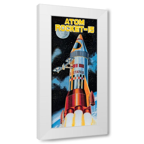 Atom Rocket-15 White Modern Wood Framed Art Print by Retrobot