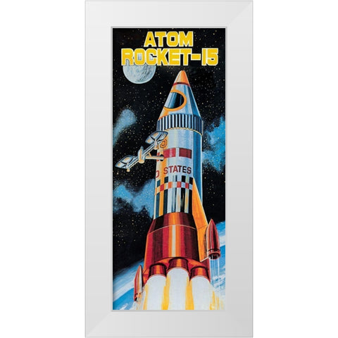 Atom Rocket-15 White Modern Wood Framed Art Print by Retrobot