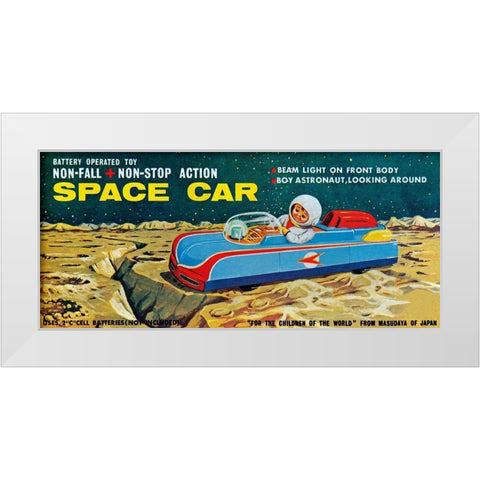 Space Car White Modern Wood Framed Art Print by Retrobot
