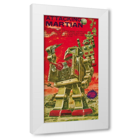 Attacking Martian White Modern Wood Framed Art Print by Retrobot