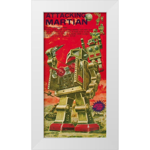 Attacking Martian White Modern Wood Framed Art Print by Retrobot