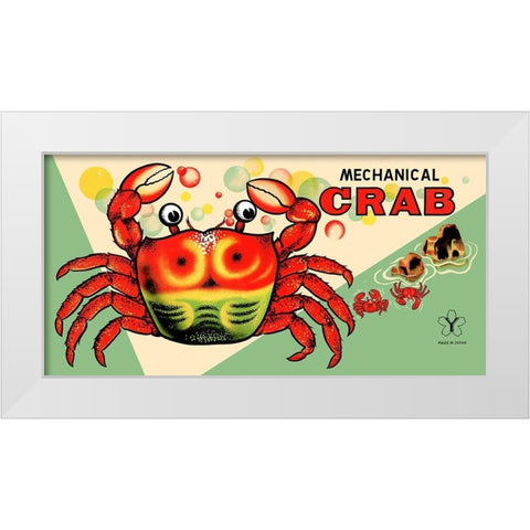 Mechanical Crab White Modern Wood Framed Art Print by Retrobot