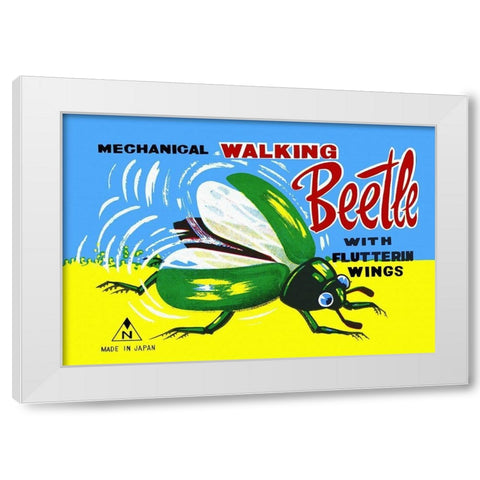 Mechanical Walking Beetle White Modern Wood Framed Art Print by Retrobot