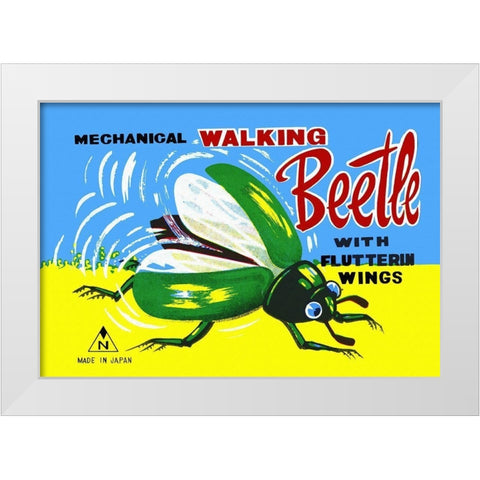 Mechanical Walking Beetle White Modern Wood Framed Art Print by Retrobot