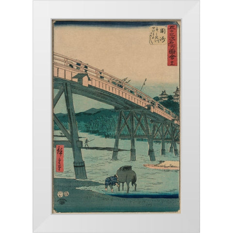 Okazaki White Modern Wood Framed Art Print by Hiroshige, Ando