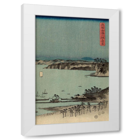 Evening view of the eight famous sites at Kanazawa in Musashi Province  #3 White Modern Wood Framed Art Print by Hiroshige, Ando