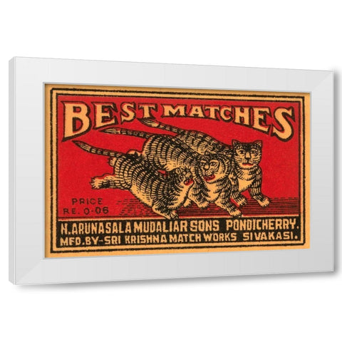 Three Tiger - Best Matches White Modern Wood Framed Art Print by Phillumenart