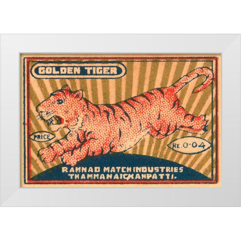 Golden Tiger White Modern Wood Framed Art Print by Unknown