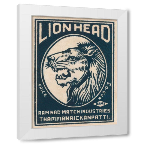 Lion Head White Modern Wood Framed Art Print by Phillumenart