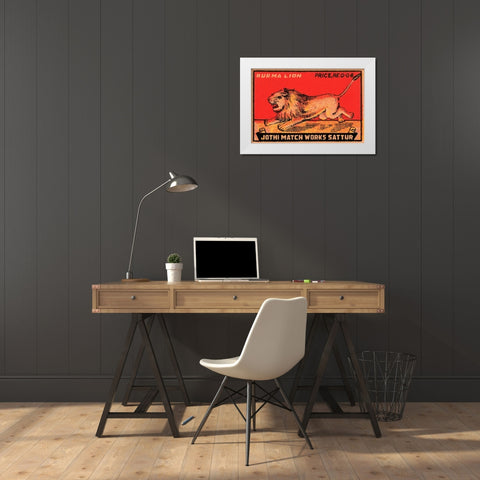 Burma Lion White Modern Wood Framed Art Print by Phillumenart