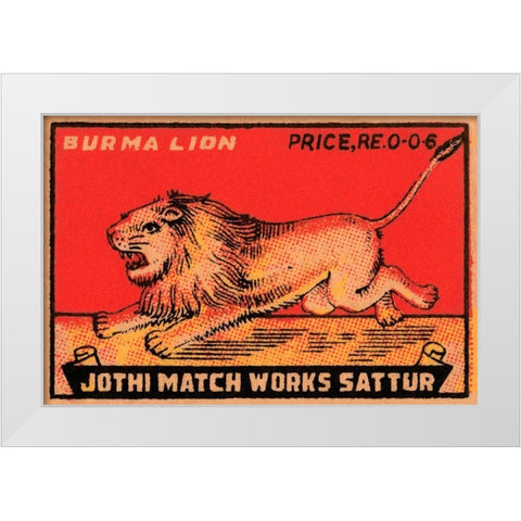 Burma Lion White Modern Wood Framed Art Print by Phillumenart