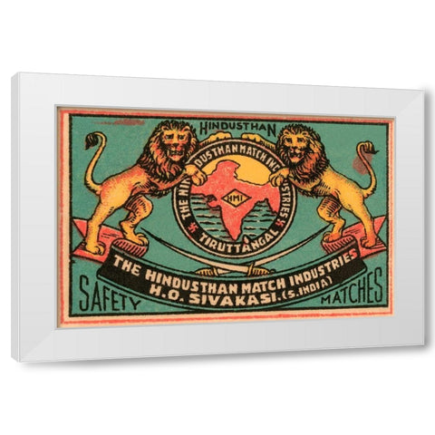 Hindusthan Safety Matches White Modern Wood Framed Art Print by Phillumenart