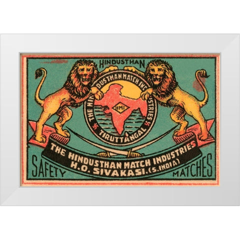 Hindusthan Safety Matches White Modern Wood Framed Art Print by Phillumenart