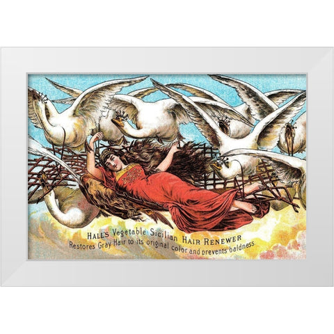 Halls Vegetable Sicillian Hair Renewer White Modern Wood Framed Art Print by Advertisement
