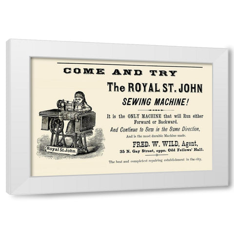 The Royal St. John Sewing Machine White Modern Wood Framed Art Print by Unknown