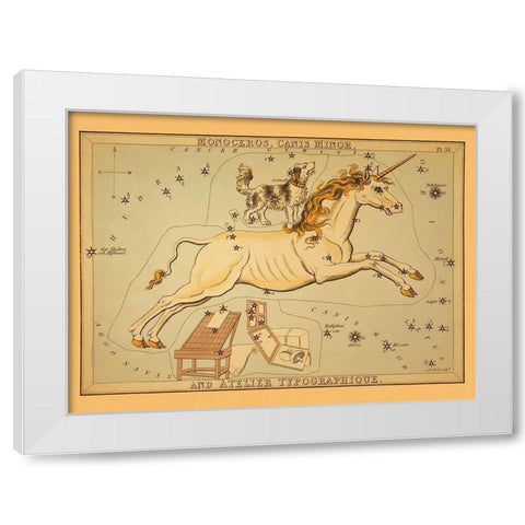 Monoceros, Canis Minor, and Atelier Typographique White Modern Wood Framed Art Print by Aspin, Jehoshaphat