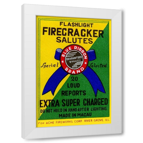 Flashlight Firecracker Salutes - Blue Ribbon Brand White Modern Wood Framed Art Print by Unknown