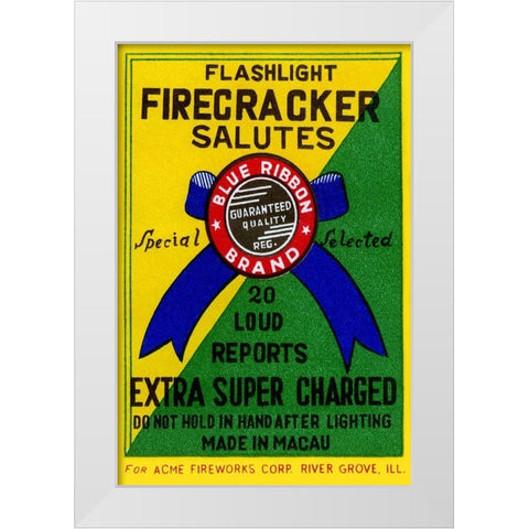 Flashlight Firecracker Salutes - Blue Ribbon Brand White Modern Wood Framed Art Print by Unknown