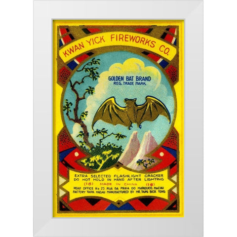 Golden Bat Firecrackers White Modern Wood Framed Art Print by Unknown