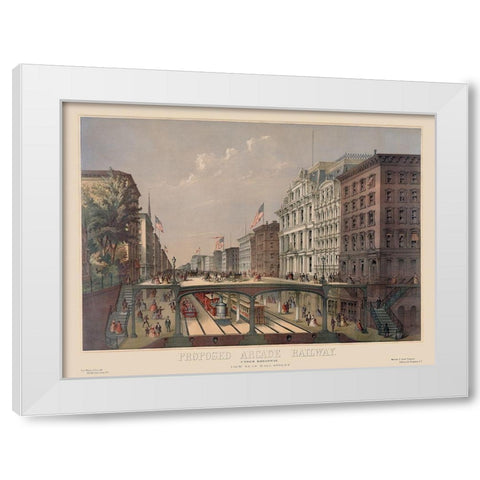 Elevated Railway Near Wall Street White Modern Wood Framed Art Print by Unknown