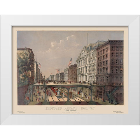 Elevated Railway Near Wall Street White Modern Wood Framed Art Print by Unknown