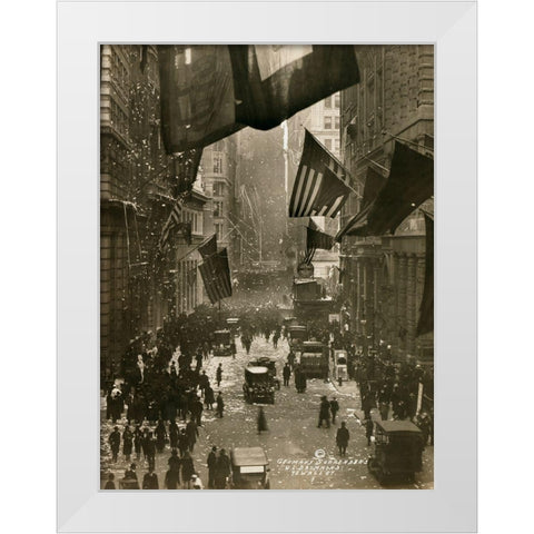 Wall Street Celebration as Germany Surrenders White Modern Wood Framed Art Print by Unknown