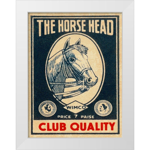 Horse Head Club Quality Matches White Modern Wood Framed Art Print by Phillumenart