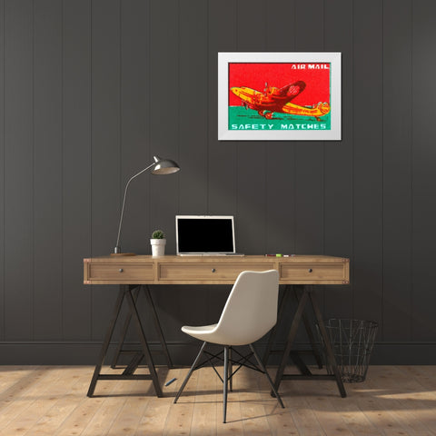 Air Mail Safety Matches White Modern Wood Framed Art Print by Unknown