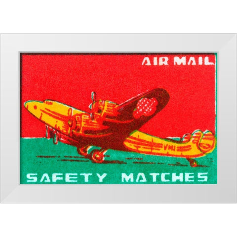 Air Mail Safety Matches White Modern Wood Framed Art Print by Unknown