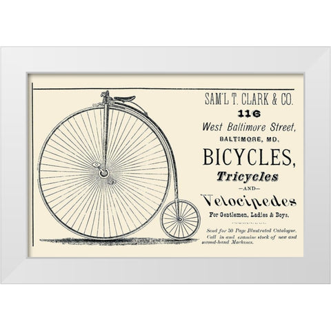 Bicycles, Tricycles, and Velocipedes White Modern Wood Framed Art Print by Unknown