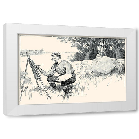 Wasting Time White Modern Wood Framed Art Print by Gibson, Charles Dana