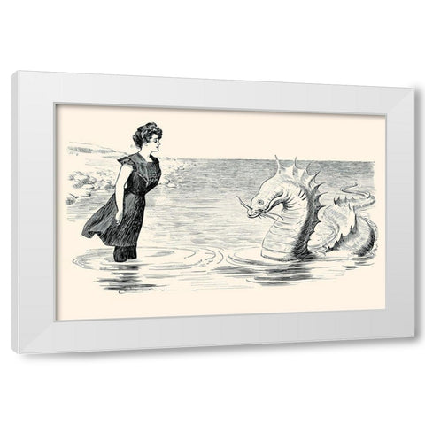 No Wonder The Sea Serpent Frequents our Coast White Modern Wood Framed Art Print by Gibson, Charles Dana