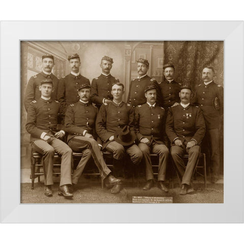 Officers of the 9th Cavalry White Modern Wood Framed Art Print by Grabill, John C.H.