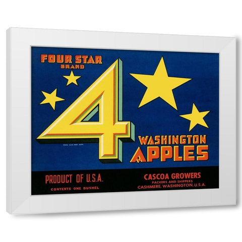 Four Star Brand Washington Apples White Modern Wood Framed Art Print by Unknown