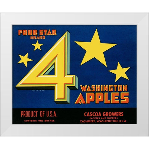 Four Star Brand Washington Apples White Modern Wood Framed Art Print by Unknown