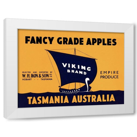 Viking Brand Fancy Grade Apples White Modern Wood Framed Art Print by Retrolabel