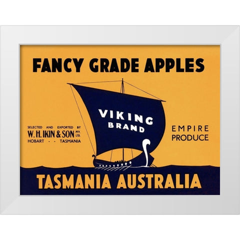 Viking Brand Fancy Grade Apples White Modern Wood Framed Art Print by Retrolabel
