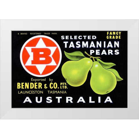 Bender and Co. Selected Tasmanian Pears White Modern Wood Framed Art Print by Unknown