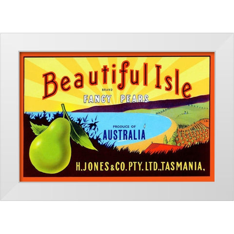 Beautiful Isle Brand Fancy Pears White Modern Wood Framed Art Print by Unknown