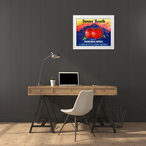 Sunny South Tasmanian Apples White Modern Wood Framed Art Print by Retrolabel