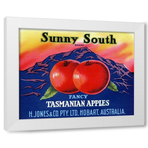 Sunny South Tasmanian Apples White Modern Wood Framed Art Print by Retrolabel