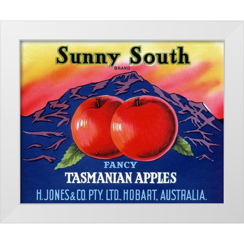 Sunny South Tasmanian Apples White Modern Wood Framed Art Print by Retrolabel