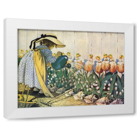 Flowers Being Watered - Mary, Mary White Modern Wood Framed Art Print by Smith, Jesse Willcox
