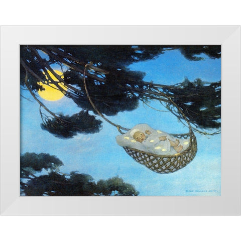 Boy in Hassoc Tree White Modern Wood Framed Art Print by Smith, Jesse Willcox