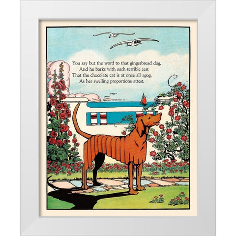 Gingerbread Dog White Modern Wood Framed Art Print by Field, Eugene