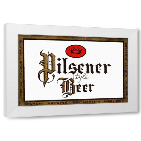 Pilsener Style Beer White Modern Wood Framed Art Print by Vintage Booze Labels