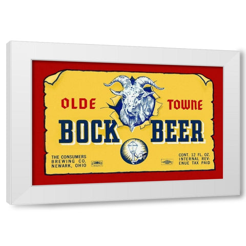Olde Towne Bock Beer White Modern Wood Framed Art Print by Vintage Booze Labels