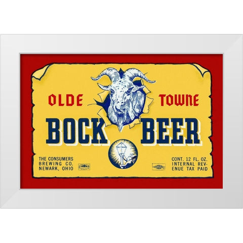 Olde Towne Bock Beer White Modern Wood Framed Art Print by Vintage Booze Labels