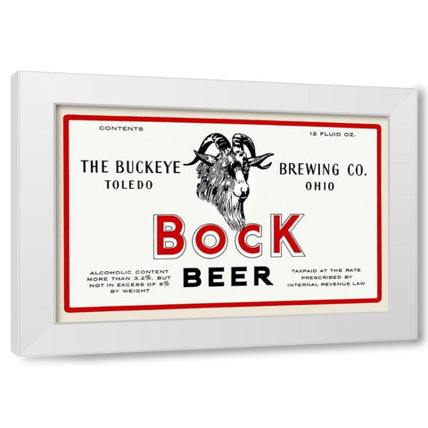 Bock Beer White Modern Wood Framed Art Print by Vintage Booze Labels