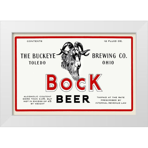 Bock Beer White Modern Wood Framed Art Print by Vintage Booze Labels
